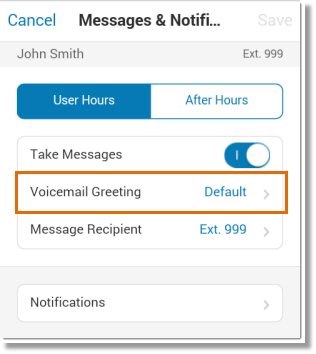 Tap Voicemail Greeting > Custom.