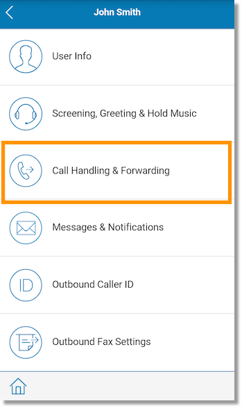 On the User's page, select Call Handling & Forwarding.