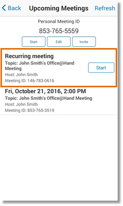 Select by tapping the recurring meeting that needs to be updated.