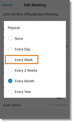 Tap your preferred meeting occurrence.