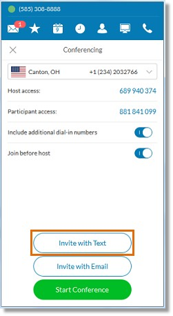 Click Invite with text