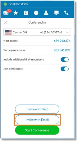 Click Invite with Email