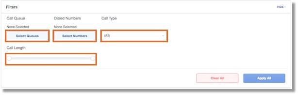 Set the following filters for queue activity.