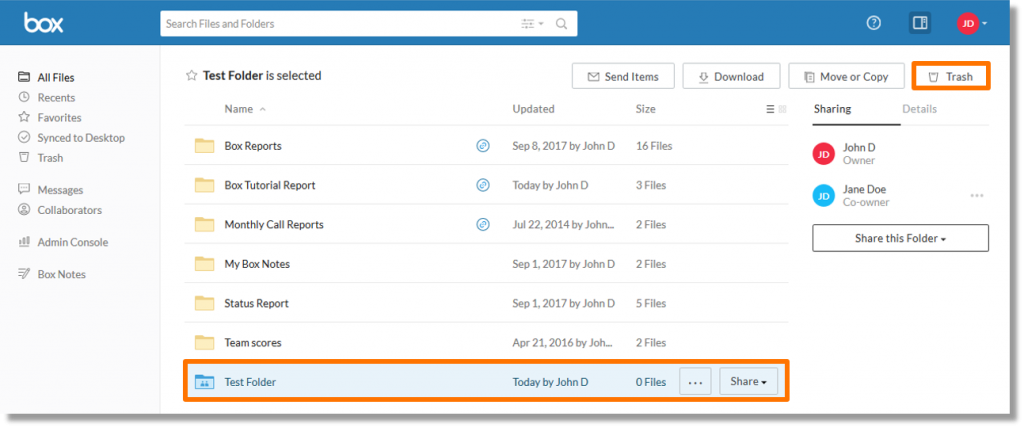 Delete a file or folder using Box from AT&T - Asecare