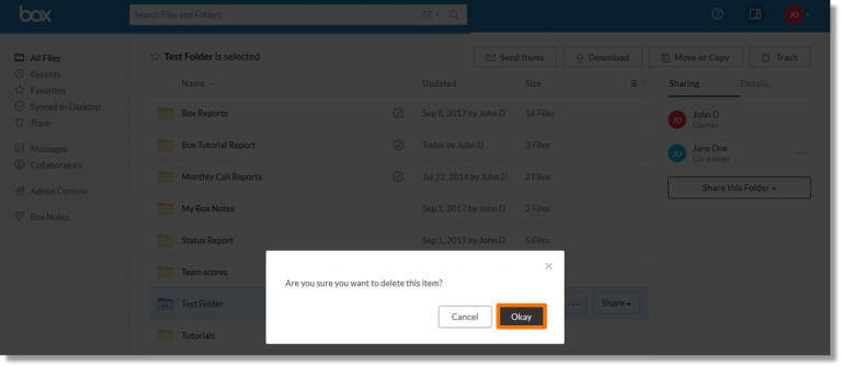 Delete a file or folder using Box from AT&T - Asecare
