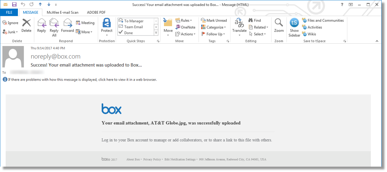 Email a file to a folder with Box from AT&T - Asecare