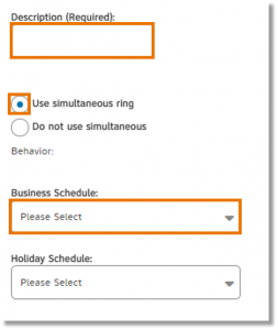 Enter a description, select an action, and then select schedules