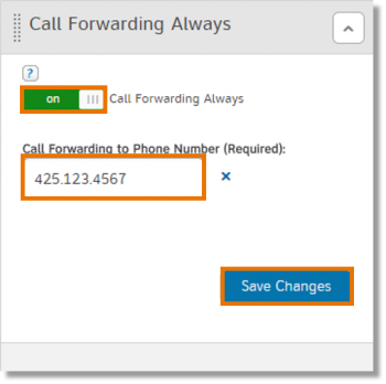 Call Forwarding Always section