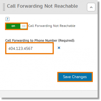 Call Forwarding Not Reachable section