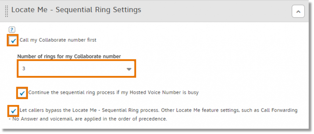 set Locate Me Sequential Ring Settings