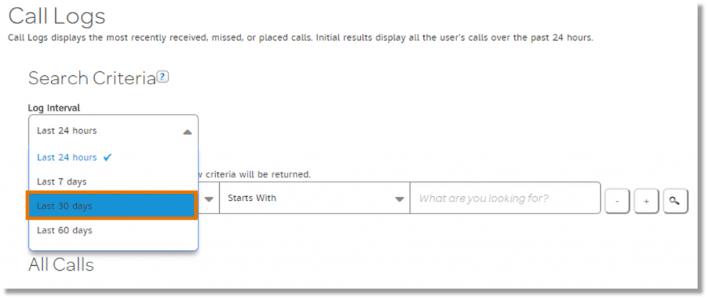 select a period from the Log Interval dropdown list