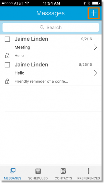 Tap the plus sign to compose a new message.