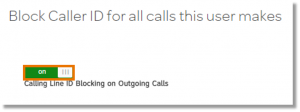 Block Caller ID setting turned on