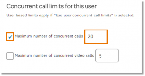 User's concurrent call limits