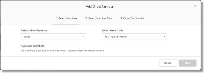 Select an alternate area if there are no numbers available in the selected area.