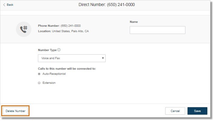 You can also click the Number that needs to be deleted, then click Delete Number on the information page.