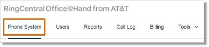 Phone system section of the Admin Portal