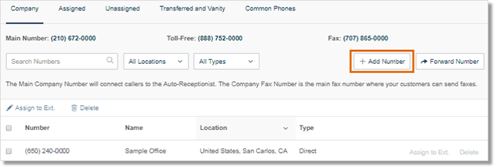 Click Add Phone Number.