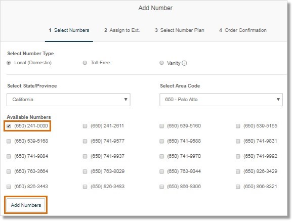 Select the number/s that need to be added from the list, then click Add Numbers.