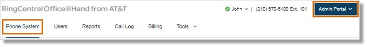 Go to Admin Portal, and then click Phone System.
