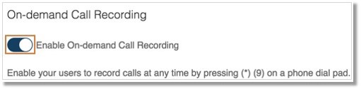 Enable the On-Demand Call Recording feature by clicking the button.