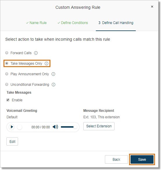 This option sends callers directly to voicemail.