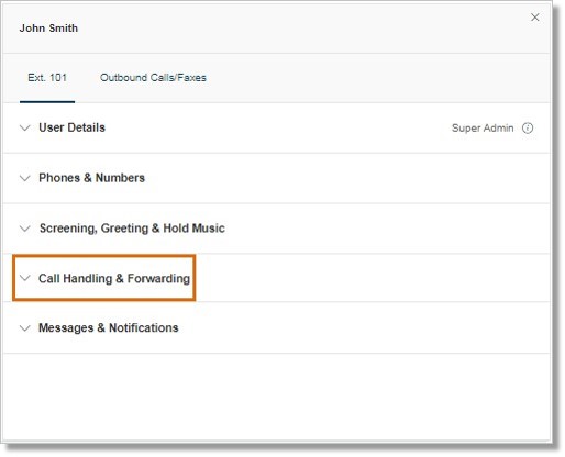 Click Call Handling & Forwarding.