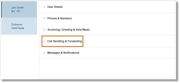 Select Call Handling & Forwarding.
