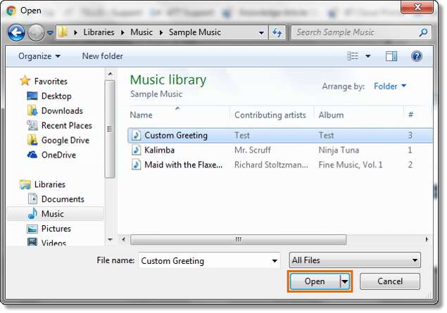 Browse to the location of the file that you wish to upload, and then select the file.