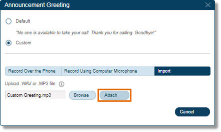 Once you have selected the file, click Attach