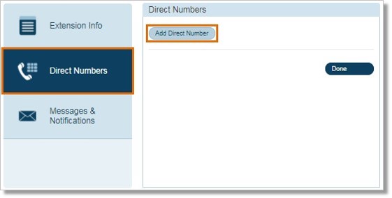 On the Direct Numbers tab click Add Direct Number.