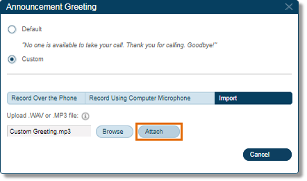 Once you have selected the file, click Attach.