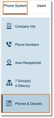 Go to Phone System > Phones & Devices.