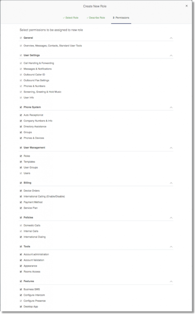 Check the box beside the permissions you want to grant and uncheck boxes for permissions you want to remove.