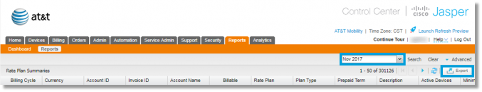 The report displays. Most reports can be filtered by month, week, or date and exported.