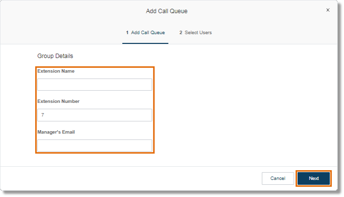 The next available Extension Number is automatically added to the Extension Number field.