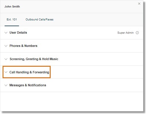 Click Call Handling & Forwarding.