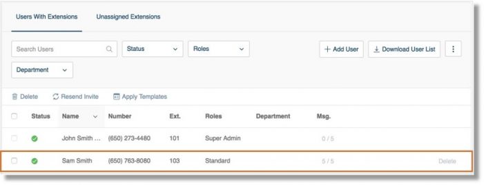 Select the User you want to modify.