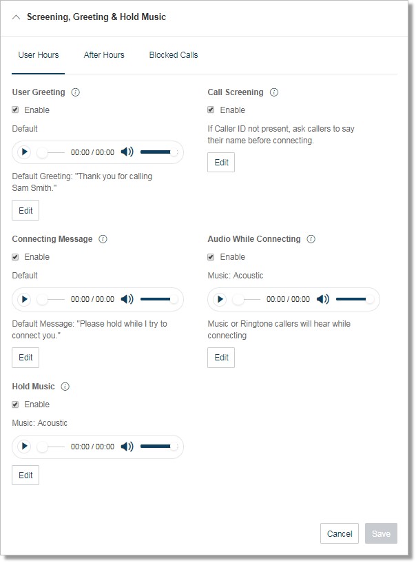 Screening, Greeting & Hold Music Overview