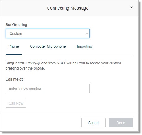 Image of the connecting message menu.