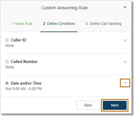 Click on the drop-down arrow to edit your defined condition. Click Next when you are done or if you don’t want to make any changes.