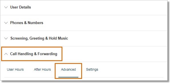 Under Call Handling & Forwarding, click Advanced > Add Rule.