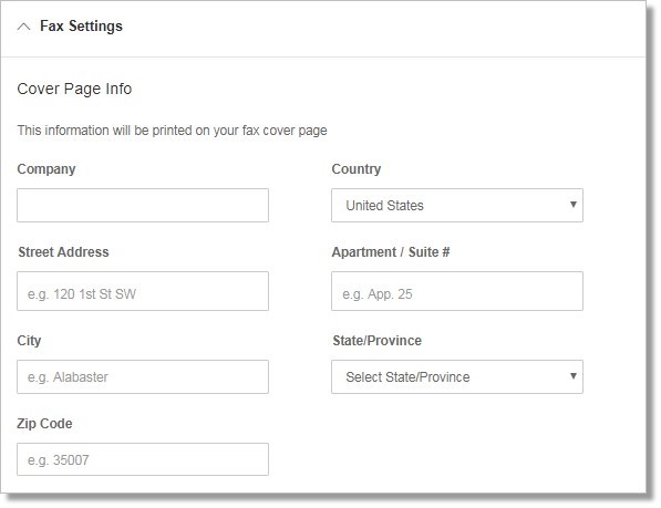 You can customize the information that will be printed on your fax cover page.