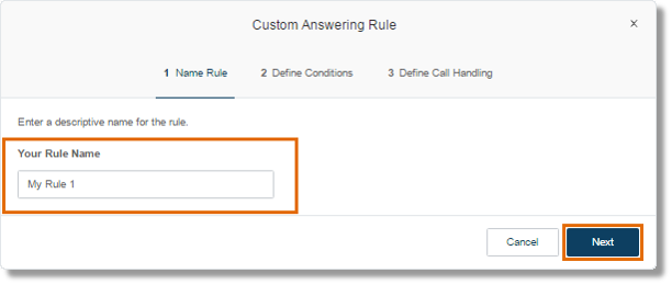 Enter the name of the rule, then click Next.