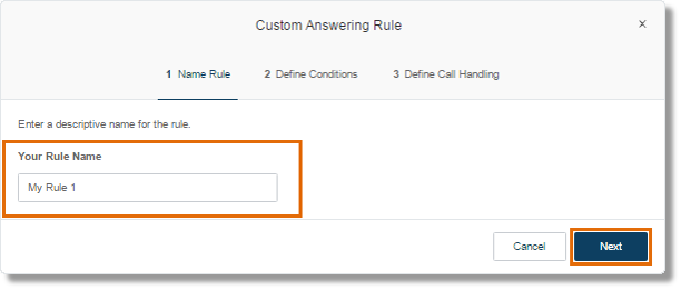 Enter the name of the rule, then click Next.