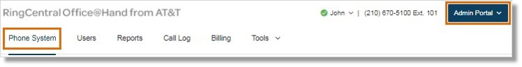 Go to Admin Portal, then click Phone System.