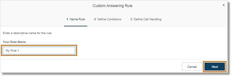 Enter the name of the rule, then click Next.