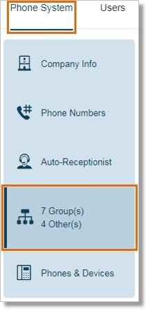Go to Phone System and then click Groups.