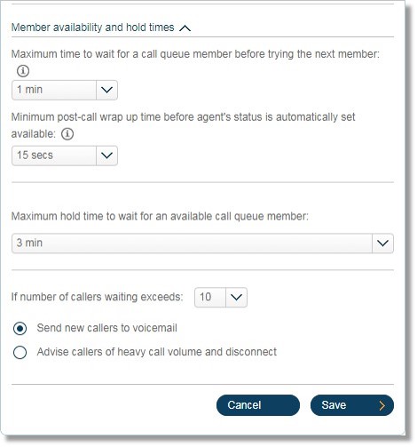 This menu lets you designate how callers on hold will be handled.