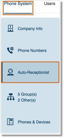Go to Phone System > Auto-Receptionist.